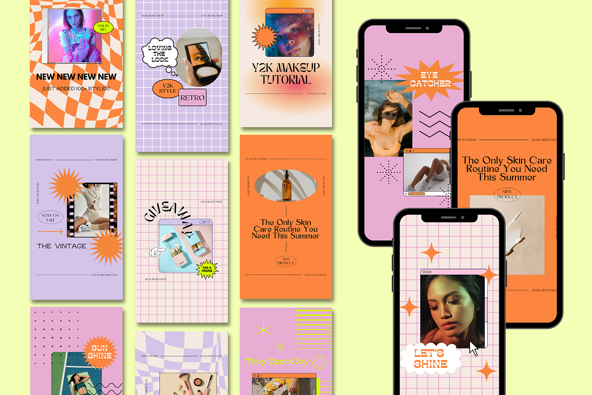 Neon Retro Canva Instagram Puzzle, a Social Media Template by Guavamelo Studio (Photo 11 of 16)