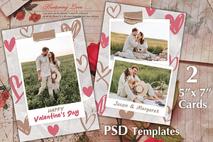 Hearts Valentine Photo Cards PSD, a Card Template by PSD templates and Photos