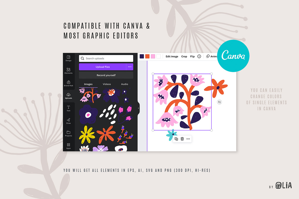 Bold Florals | svg, png, ai, eps, a Decorative Illustration by Olia (Photo 7 of 13)
