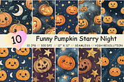Funny Pumpkin Starry Night Pattern, a Pattern Graphic by FloridPrintables (Thumbnail 1 of 11)