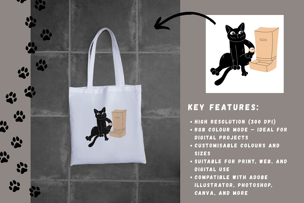 Funny Black Cat Character Collection, an Animal Illustration by YuskinKot (Photo 3 of 3)