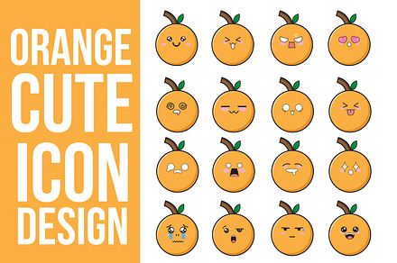 Orange Cute Icons Design