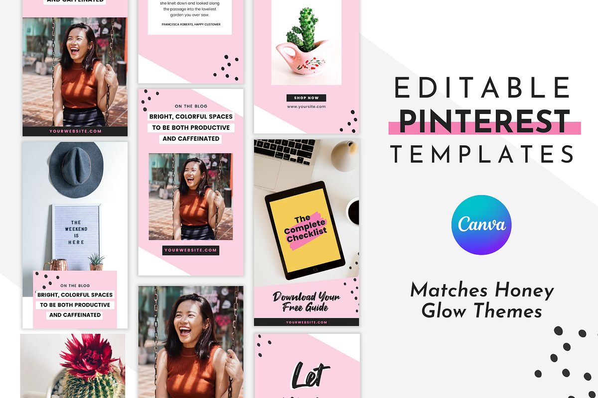 Feminine Pinterest Templates Canva, a Social Media Template by ltsdesigns (Photo 1 of 3)