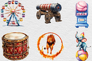 Watercolor Summer Circus Clipart, an Illustration by Black Bird Studio (Thumbnail 6 of 6)
