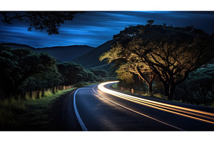 silhouette road night stars ai, a Nature Photo by pikepicture