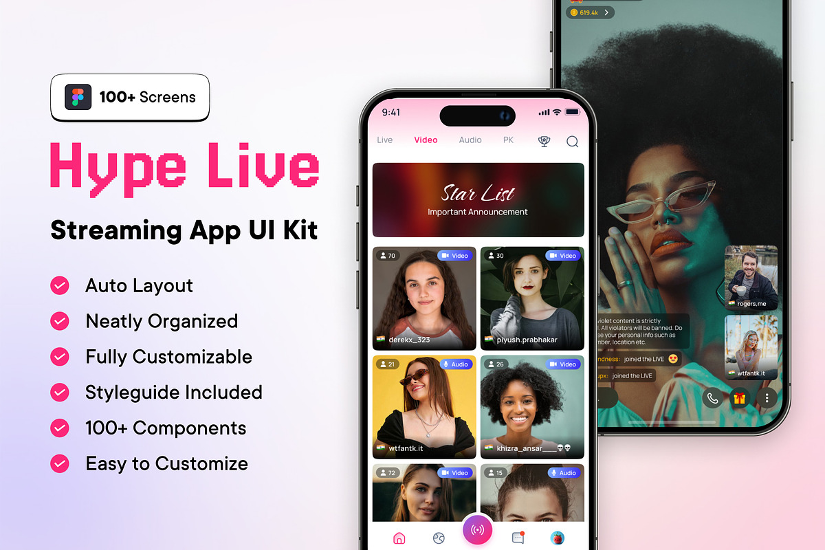 Hype Live Streaming App UI Kit, an App Template by SyalUIUX (Photo 2 of 6)