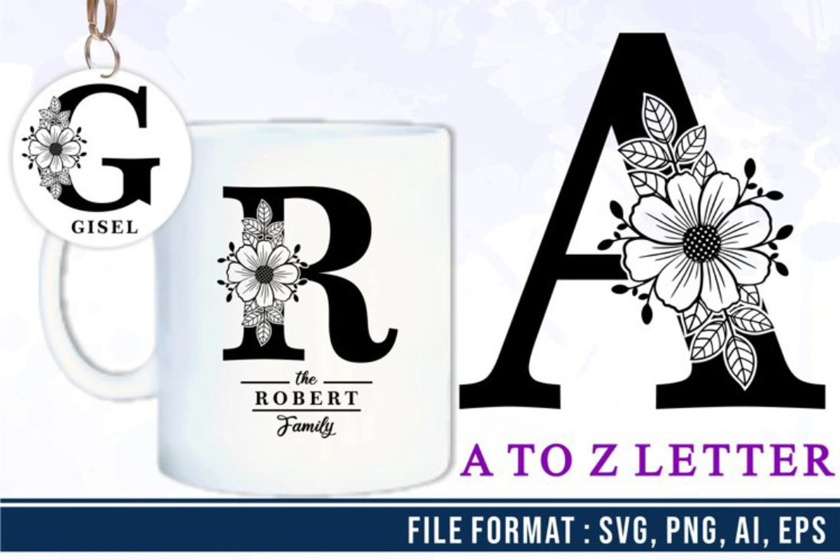 Floral Alphabet Letter SVG Bundle, a Graphic by D2PUTRI (Photo 7 of 15)