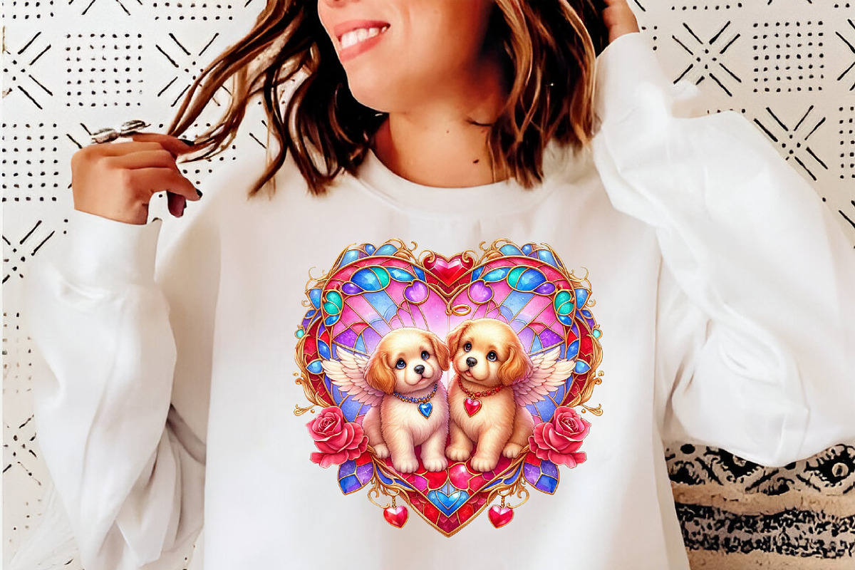Stained Glass Valentine Fairy Dogs, an Illustration by SinaCreation (Photo 8 of 11)