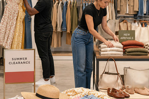 Summer clearance clothing display in, a Photo by Dvoevnore photos