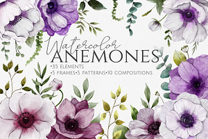 Anemones Watercolor Collection