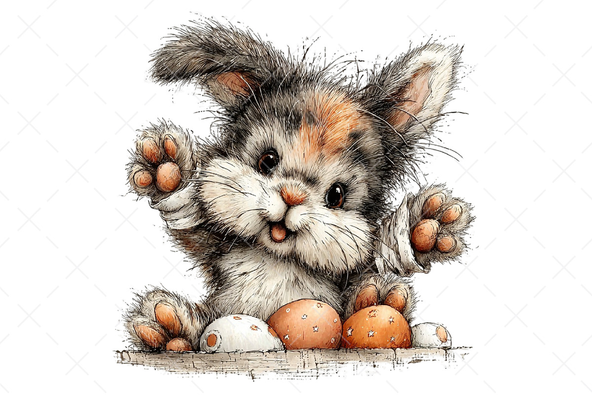 Whimsical Funny Easter Bunny Clipart, an Illustration by Craft Nest (Photo 10 of 12)