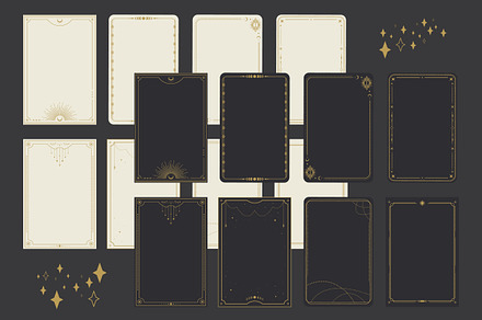 Vector Tarot Card Frame Templates, a Decorative Illustration by PsychocheArt