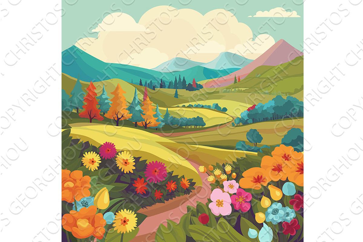 Fields Hills Flowers Country, a Texture Graphic by Christos Georghiou