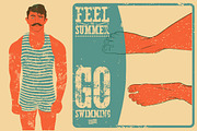 Vintage swimmer vector poster set., a Person Illustration by PoPaShop (Thumbnail 6 of 7)