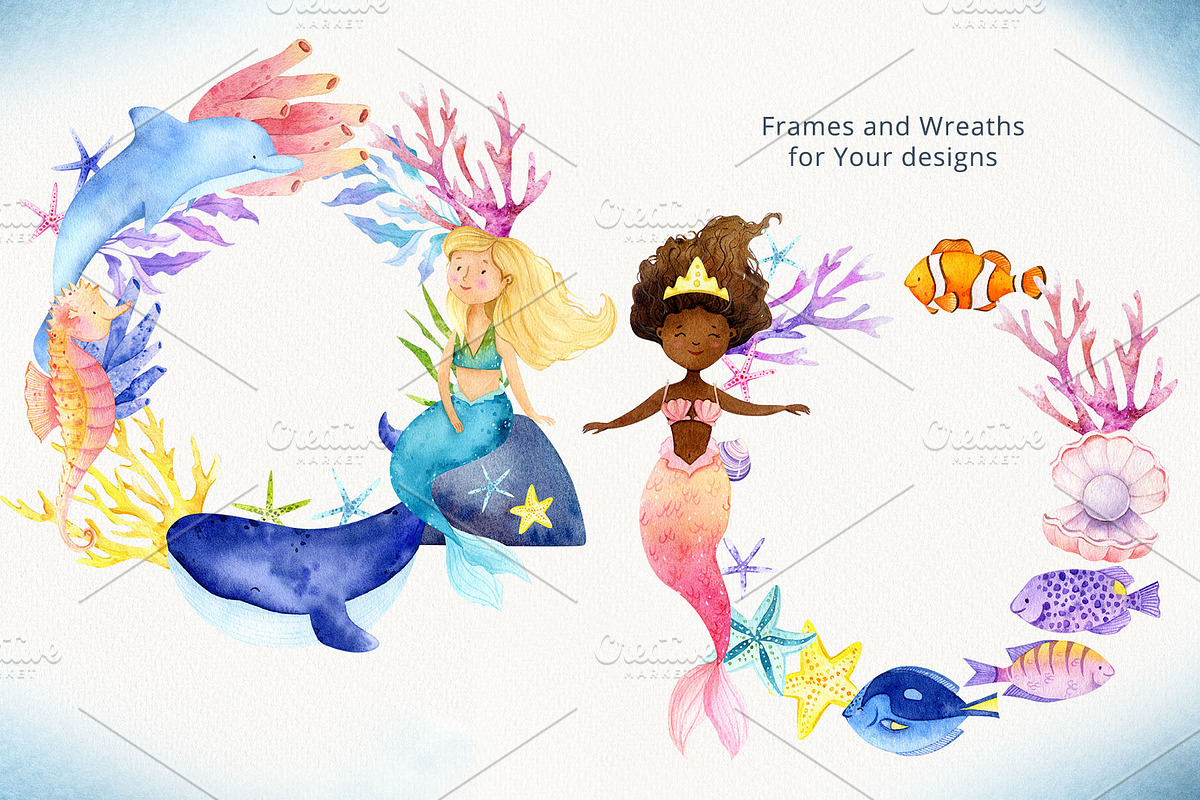 Mermaids and Under sea animals, an Animal Illustration by Watercolor Nastasia Art (Photo 9 of 19)