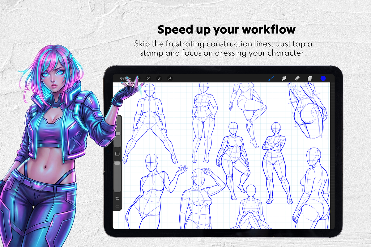 165 Curvy Female Pose Stamps, a Brush Add-On by Selentaori Studio (Photo 7 of 11)