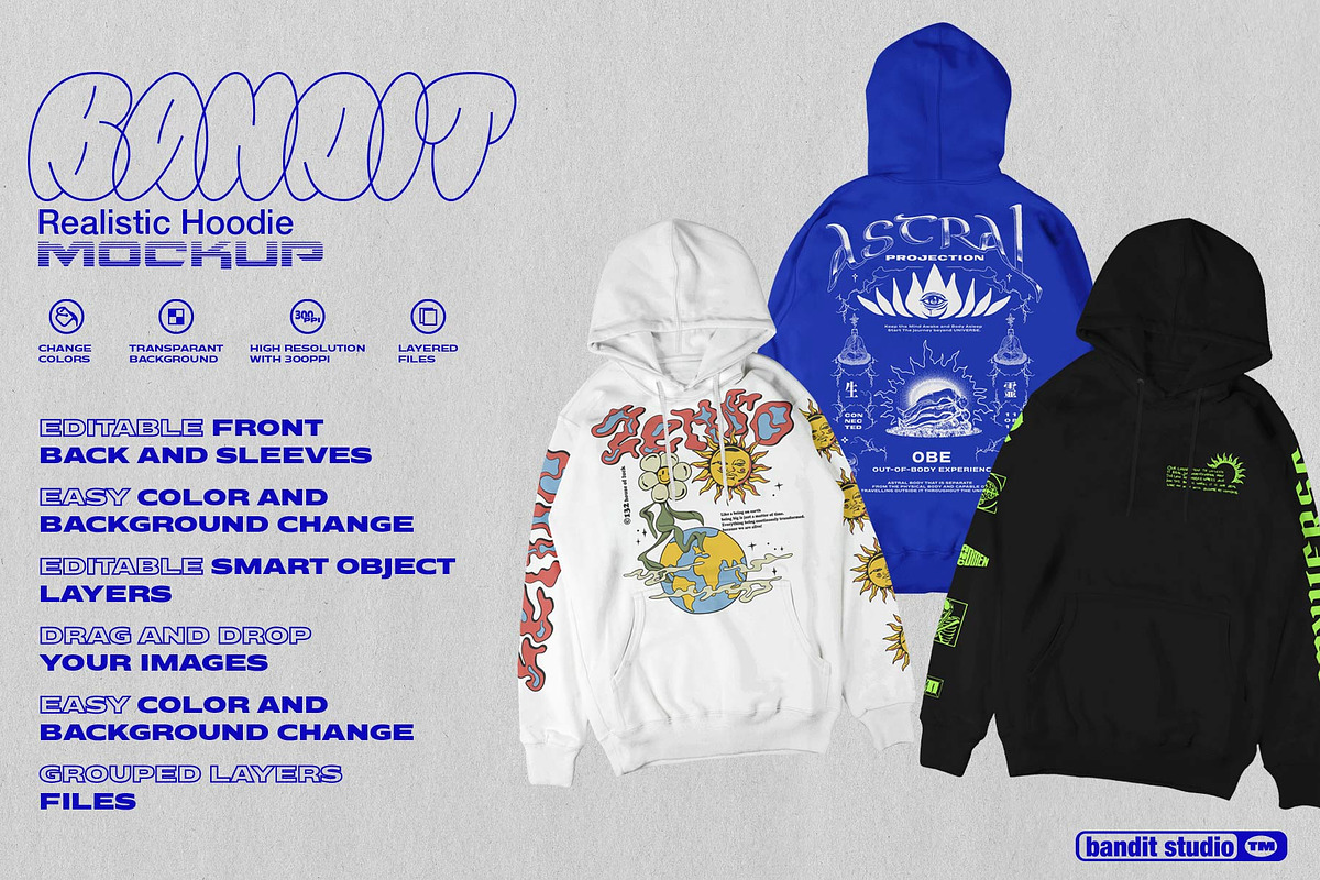 REALISTIC PULLOVER HOODIE, a Hoody Mockup by Easybandits (Photo 1 of 4)