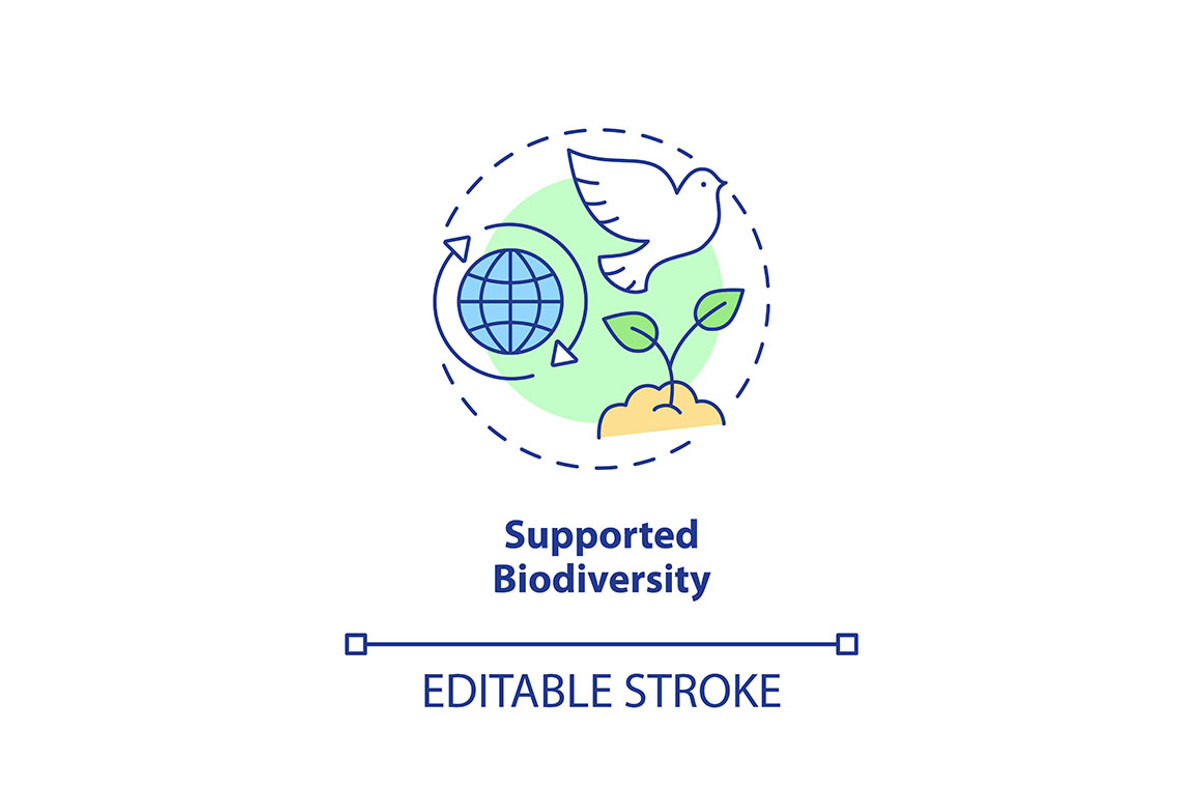 Supported biodiversity concept icon, an Outline Icon by IMG Visuals
