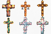 Christmas Cross With Lights Clipart, an Illustration by Canvas Craft (Thumbnail 3 of 7)