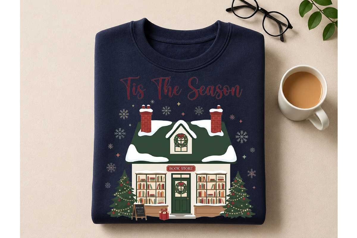 Tis The Season Bookstore Christmas, a Seasonal Illustration by DreamCafeArt (Photo 2 of 7)