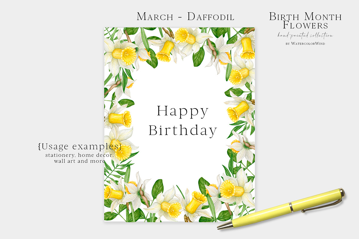 Daffodil Birth Month Flower Clipart, an Illustration by Ksenia Shmakova (Photo 3 of 7)