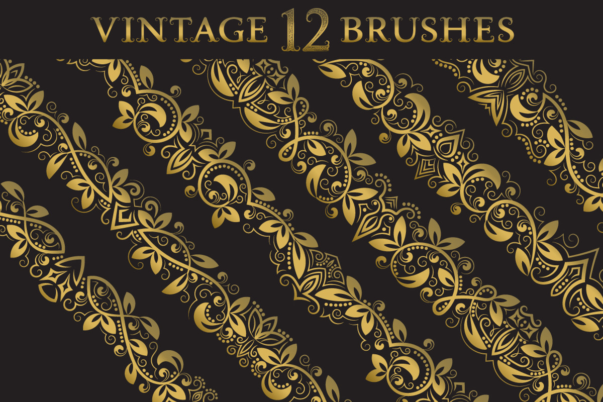 12 vintage floral brushes preview 3