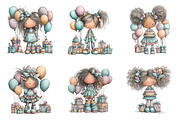Whimsical birthday girl clipart, an Illustration by SinaCreation (Thumbnail 3 of 11)