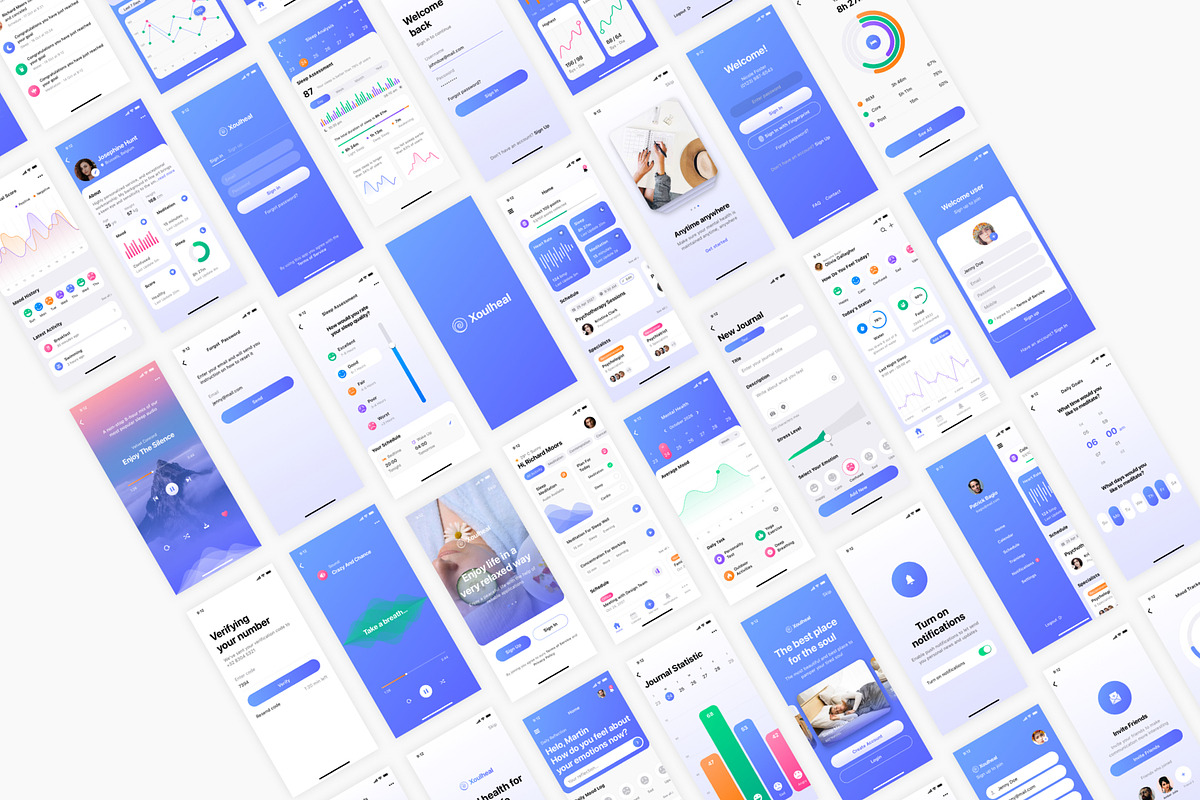 Mental Health & Therapy App UI Kit, an UI Kit Template by flr.24 (Photo 2 of 2)