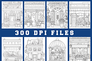 Floral Storefront Coloring Book Page, a Decorative Illustration by Coco Bloom (Thumbnail 4 of 5)