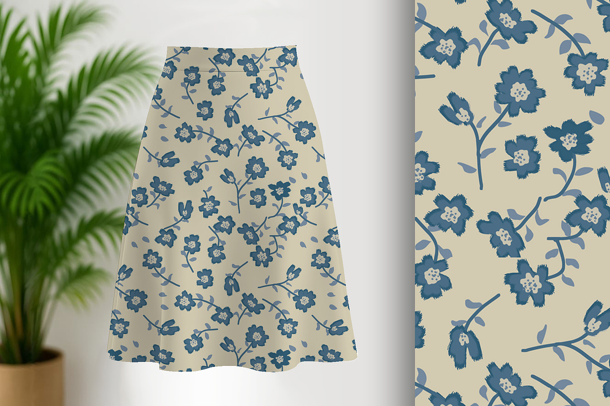 Blue Floral 07 Seamless Pattern, a Pattern Graphic by Sharon Schwalbe (Photo 1 of 4)