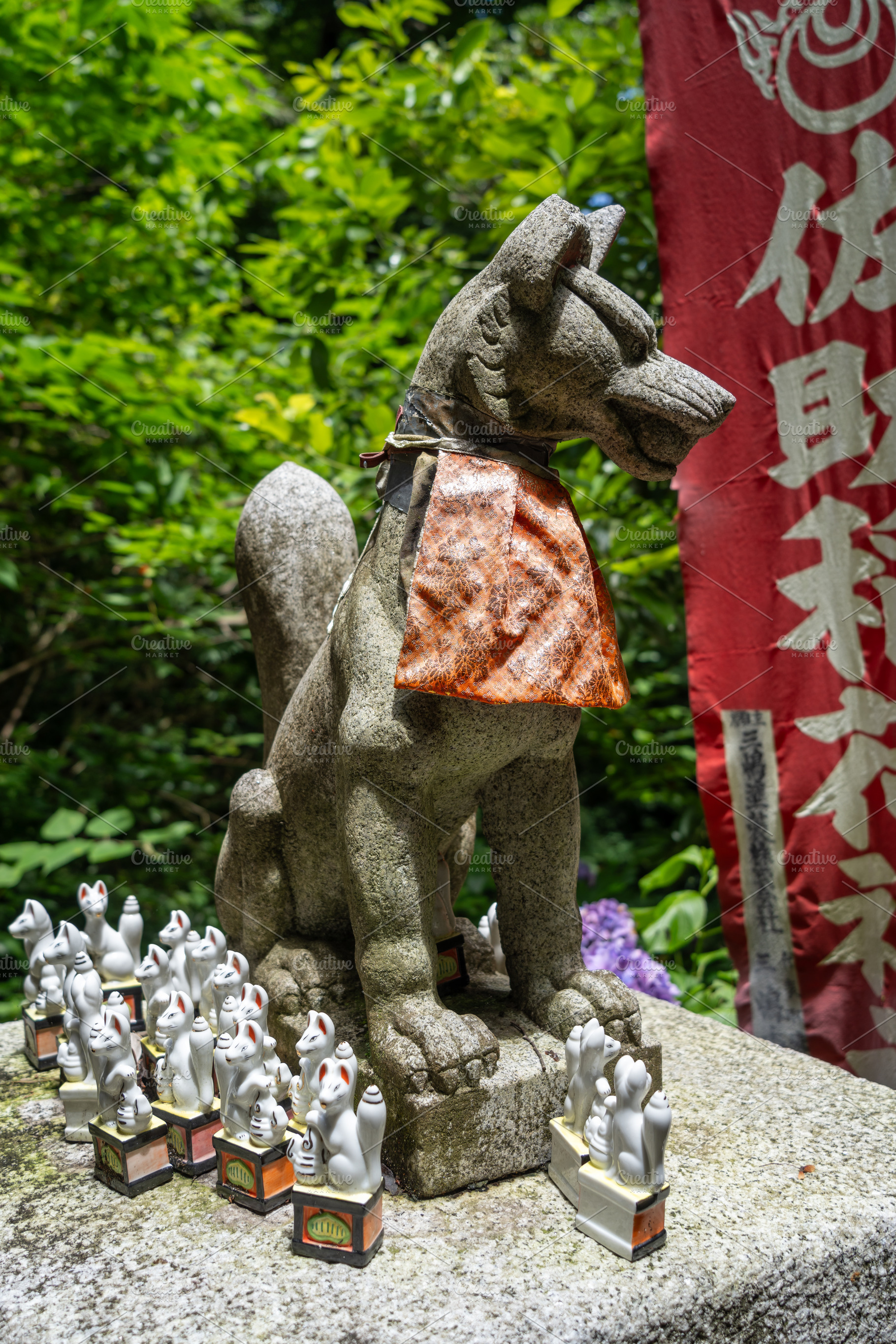 Inari fox statue at Sasuke Inari-jinja in Kamakura, Japan, an Arts & Entertainment Photo by GoodGoods