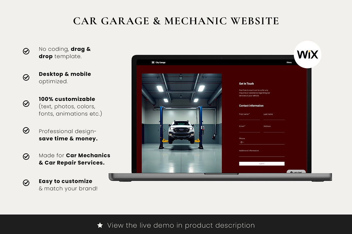 Wix Car Mechanic, Car Repair Website, a Wix Template by Sky Dore Design (Photo 4 of 11)