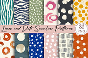 Lines and Dots Seamless Patterns, a Pattern Graphic by Libby Wishes (Thumbnail 1 of 6)