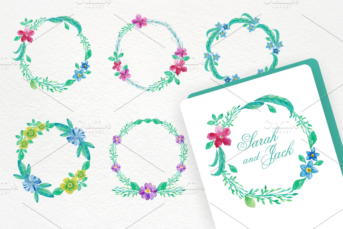 Bright floral elements. Watercolour, a Decorative Illustration by OlgaAlekseenko (Photo 3 of 3)