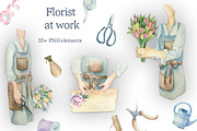 Florist at work. Profession florist., a Decorative Illustration by Watercolor arts (Thumbnail 1 of 4)