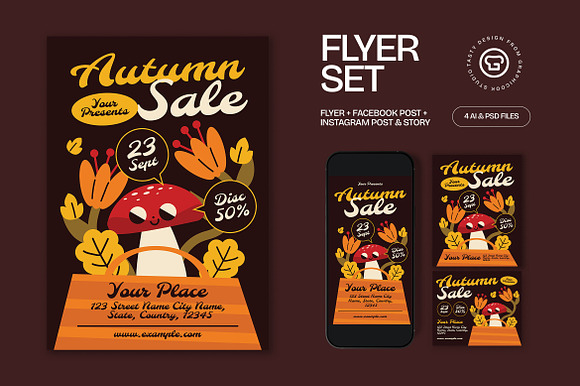 Brown Quirky Autumn Sale Flyer Set preview 5