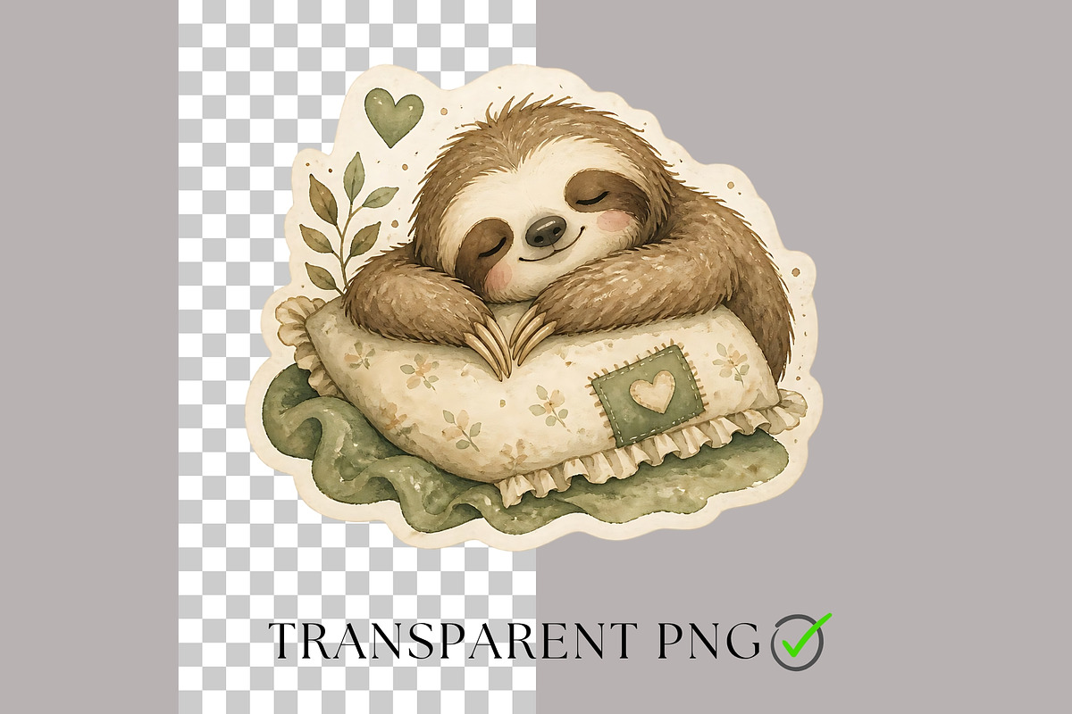 Sloth PNG Clipart Sticker Pack, an Animal Illustration by Nicole Branger Art (Photo 3 of 11)