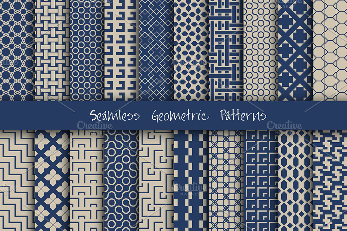 Seamless Geometric Patterns Set, a Decorative Illustration by GalaStudio