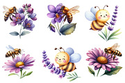 Cute Bee and Flower Clipart, an Illustration by Designworld (Thumbnail 4 of 6)
