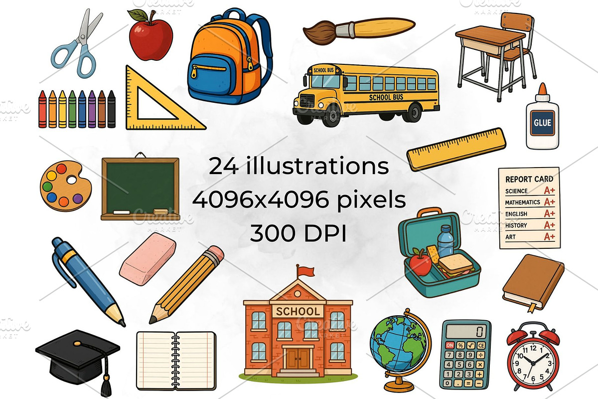 Back to School Clipart Education PNG, an Education Illustration by QM_ART (Photo 2 of 7)