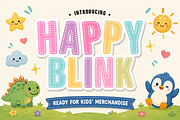 Happy Blink - Cute Dotted Kids Font, a Sans Serif Font by KiddoGlyphs Studio (Thumbnail 1 of 3)