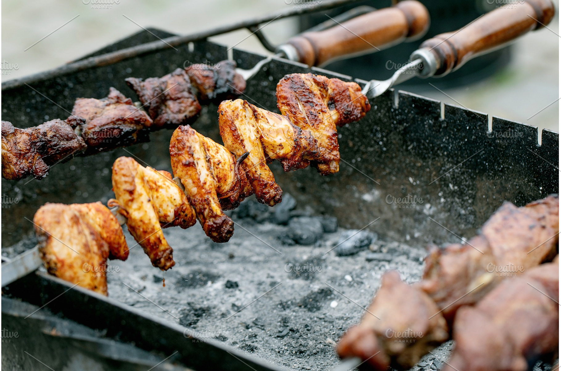 Juicy Meat Skewers On Charcoal Grill, a Nature Photo by Natasha Breen