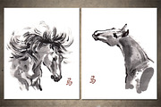 Horses Sumi-e, an Animal Illustration by StabuLaRasa illustration (Thumbnail 6 of 21)