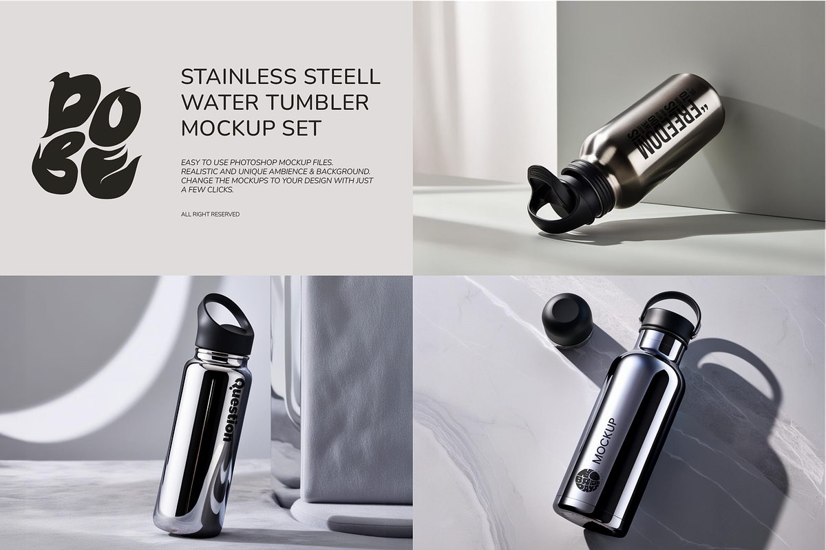 Stainless Steel Tumbler Mockup, a Cups & Container Mockup by DOBE Studio (Photo 1 of 6)