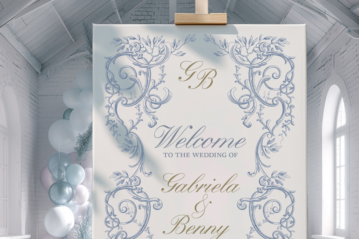 Baroque frames wedding clip art blue, a Decorative Illustration by GrafikBoutique (Photo 11 of 11)
