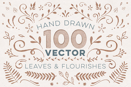 100+ Vector Leaves + Flourishes