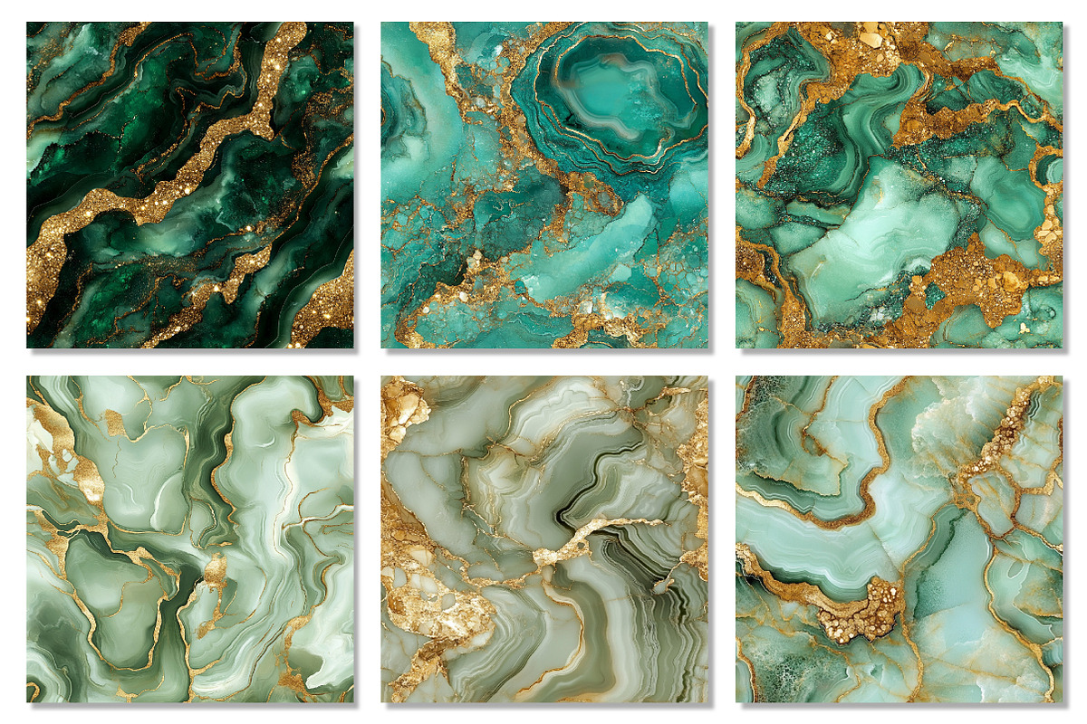 Green Gold Agate Watercolor Textures, a Texture Graphic by Dream Creation (Photo 6 of 7)
