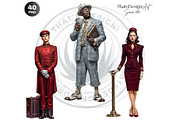 Noir Movie Characters clipart set, a Decorative Illustration by ThatsDesignArt (Thumbnail 9 of 10)