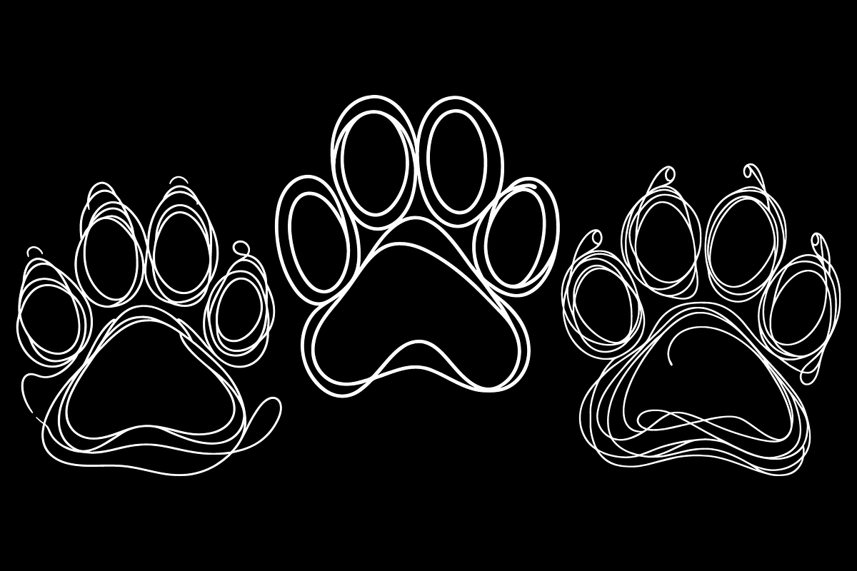 Dog Cat Paws Line Art, an Animal Illustration by Deezguizer