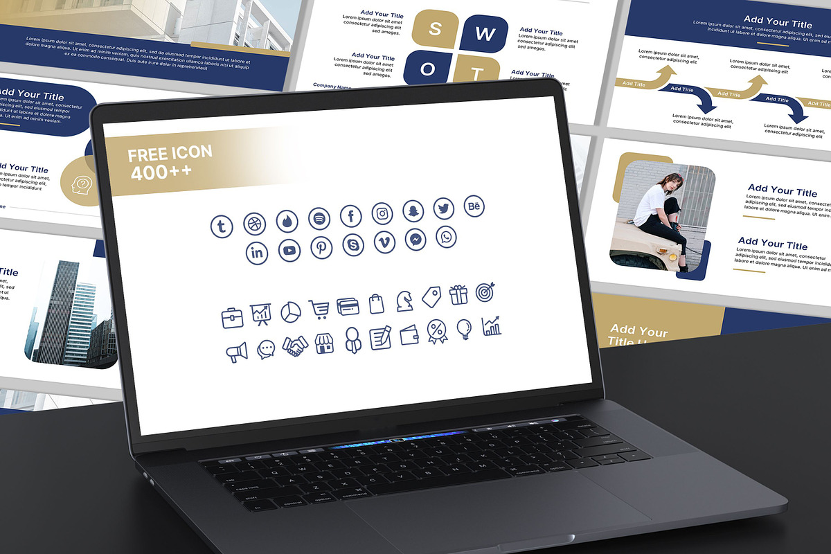 Blue and Gold Powerpoint Template, a Presentation Template by SKY CREATION (Photo 6 of 6)